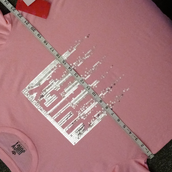 🆕️ 💗Juicy Couture💗 - Pink/Silver Sequin S/S Graphic Tee - Picture 11 of 14